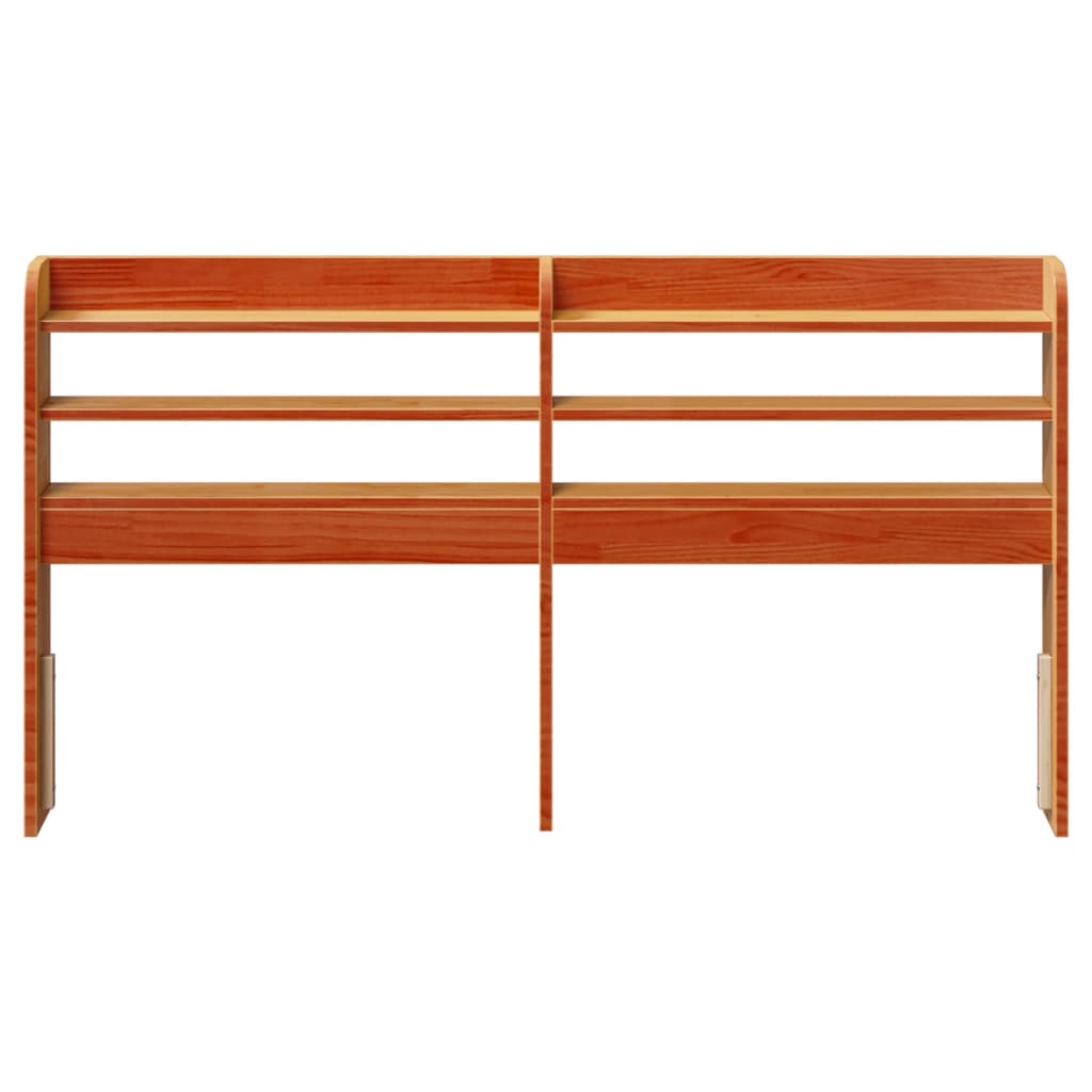 Headboard with Shelves Wax Brown 140 cm Solid Wood Pine